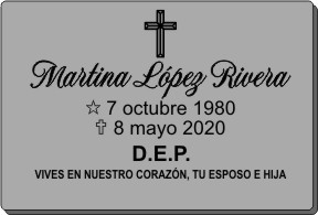 PLACA PARA DIFUNTO Letrerox.com